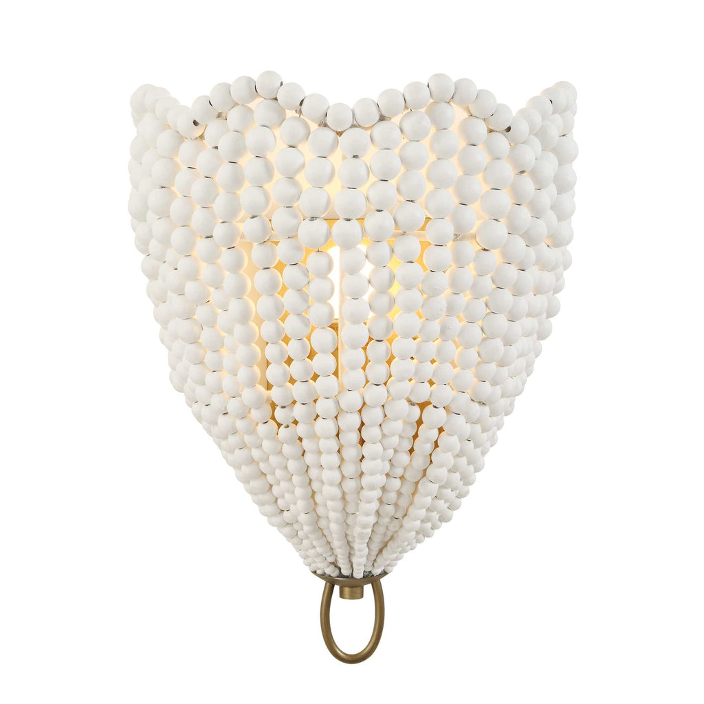 Biddeford beaded wall sconce with matte gold finish
