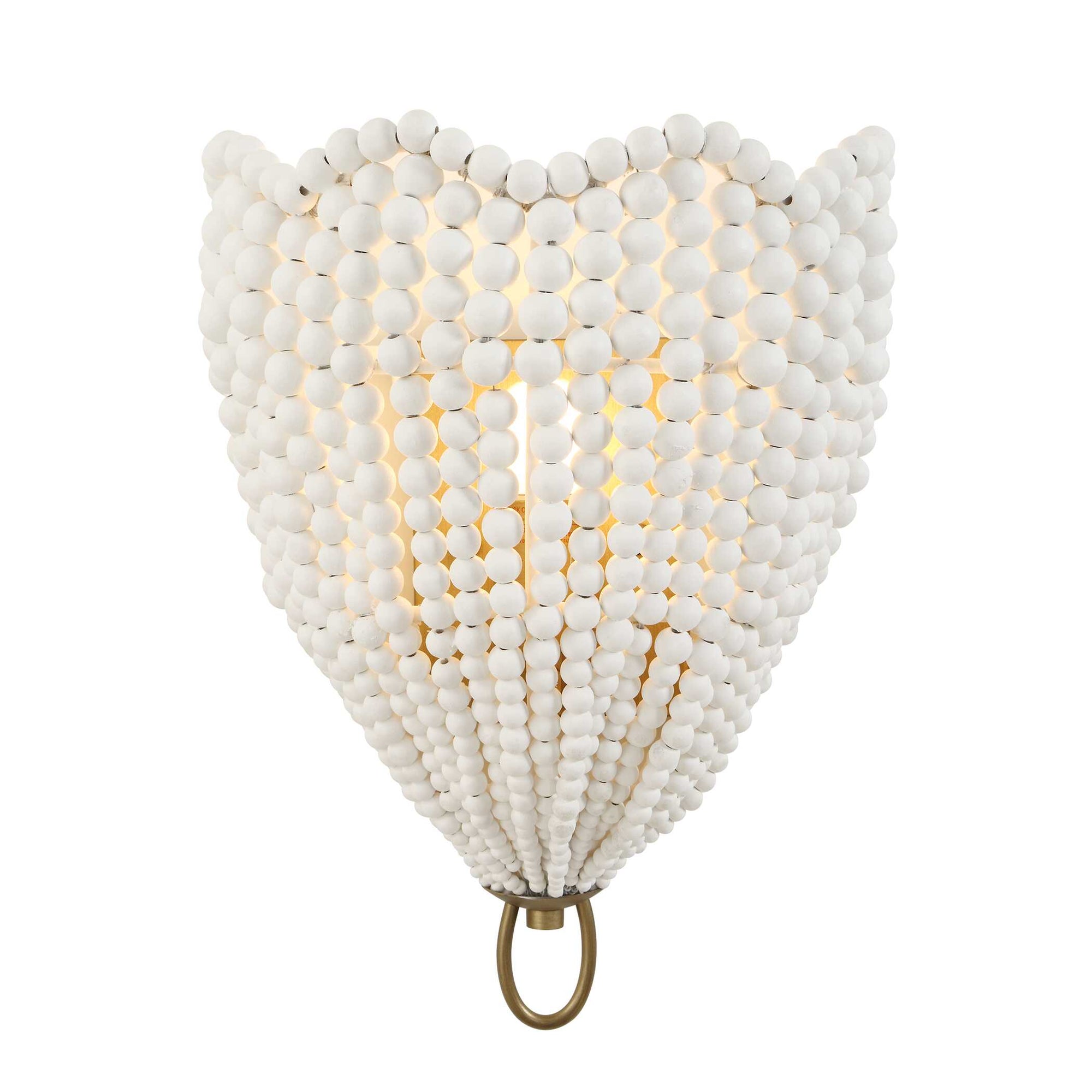 Biddeford beaded wall sconce with matte gold finish