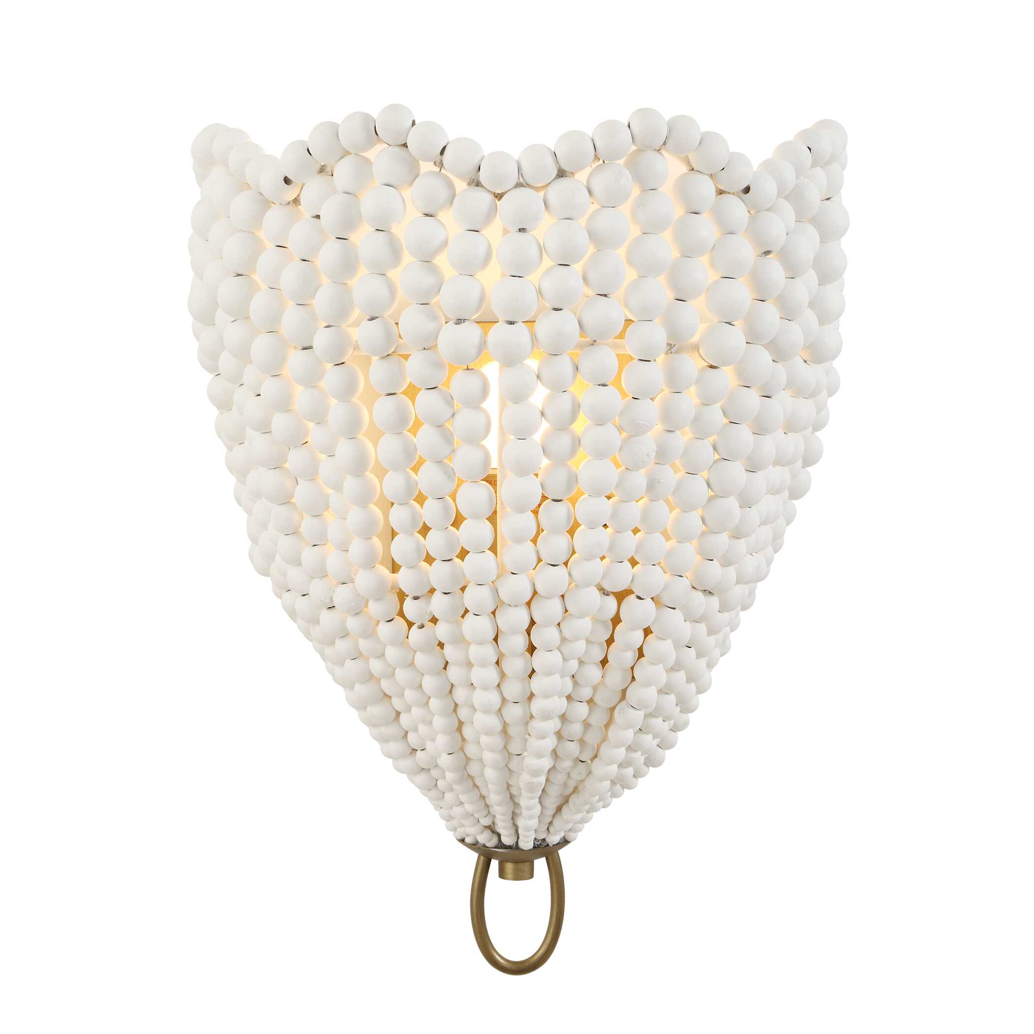 Biddeford beaded wall sconce with matte gold finish