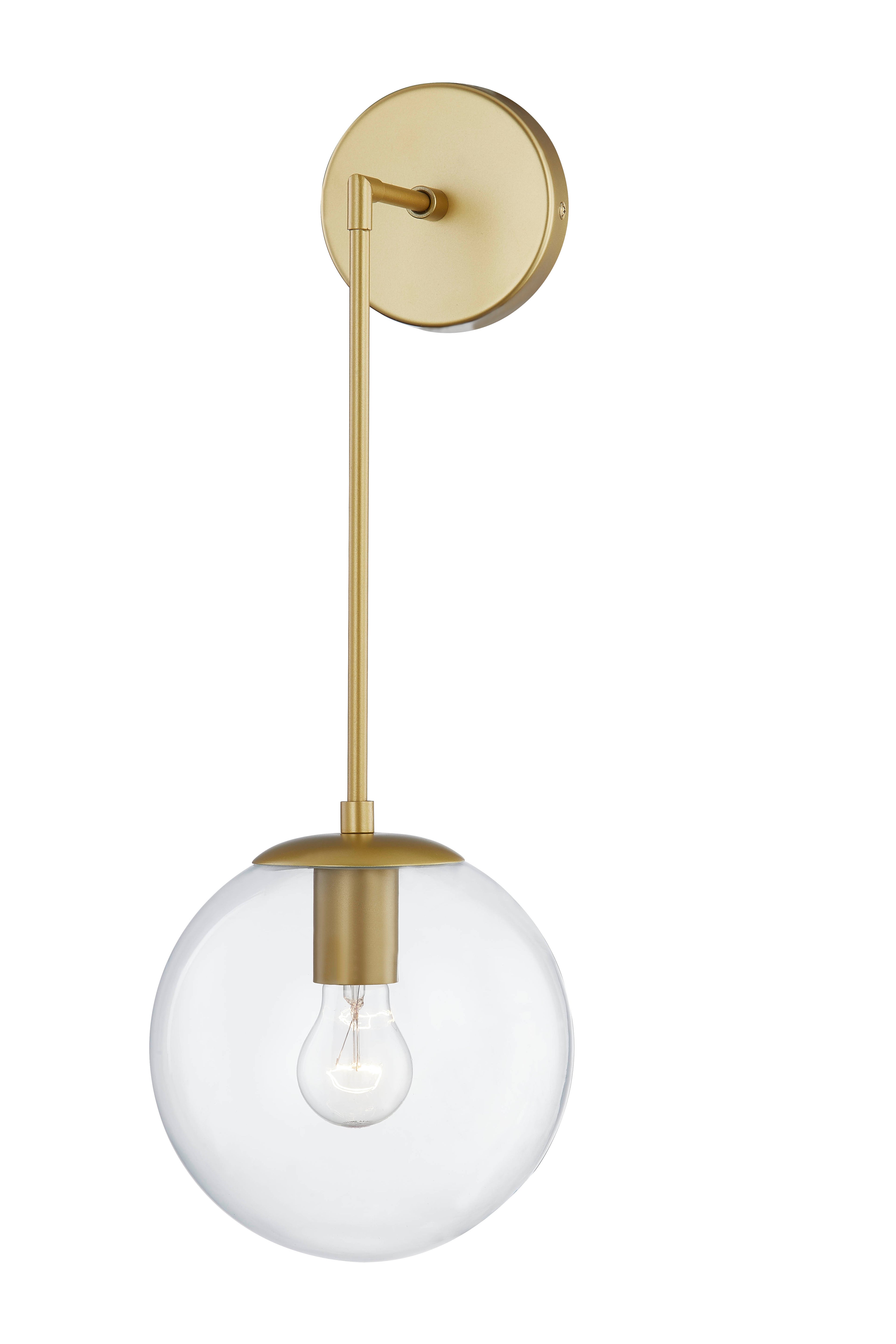 Leigh glass globe wall sconce in antique gold finish