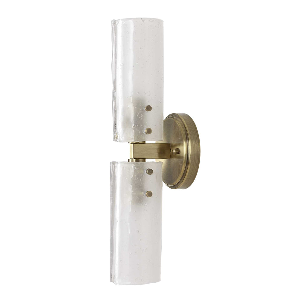 Mistie 2 light glass wall sconce in antique brass