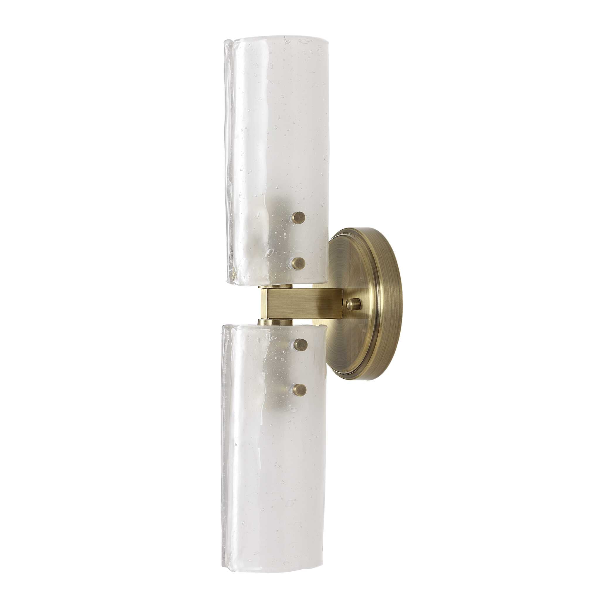 Mistie 2 light glass wall sconce in antique brass