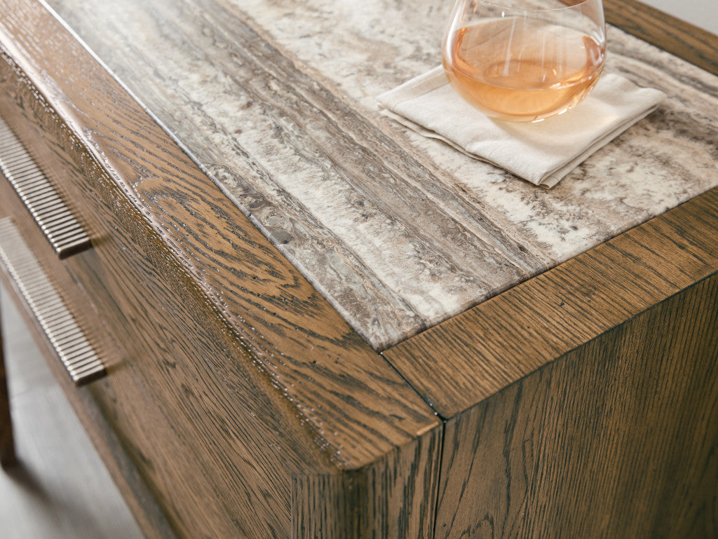 Chapman White Oak Sideboard with Travertine Top