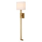 Trenton 2 Light Wall Sconce by Uttermost in warm brass with white fabric shade