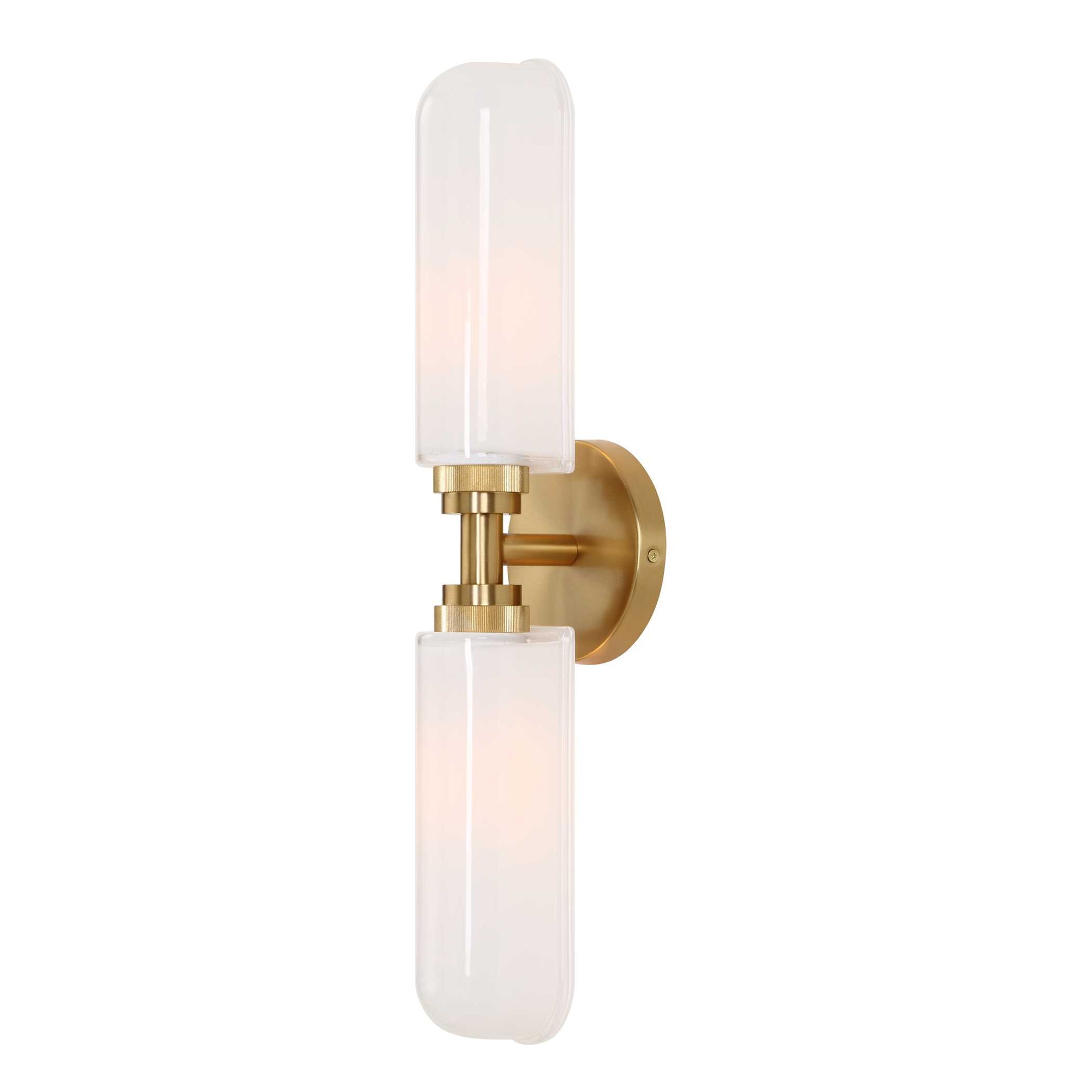 Wellsville 2 Lt brass wall sconce with warm brass finish