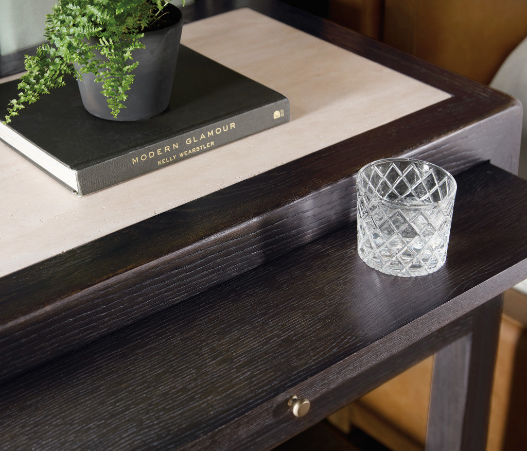 Driftwood One-Drawer Nightstand with Stone